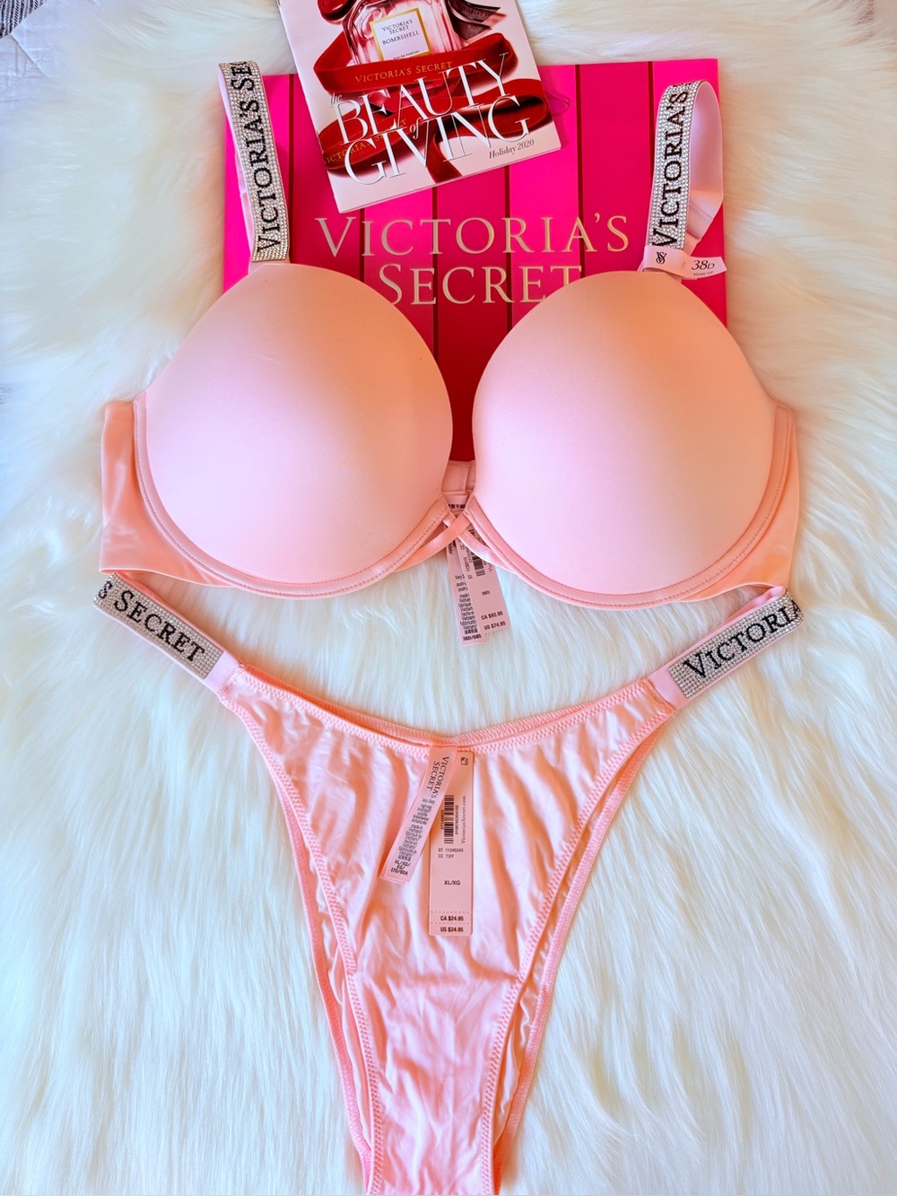 🩷🩷Victoria’s Secret logo shine strap set 38D/XL🩷🩷